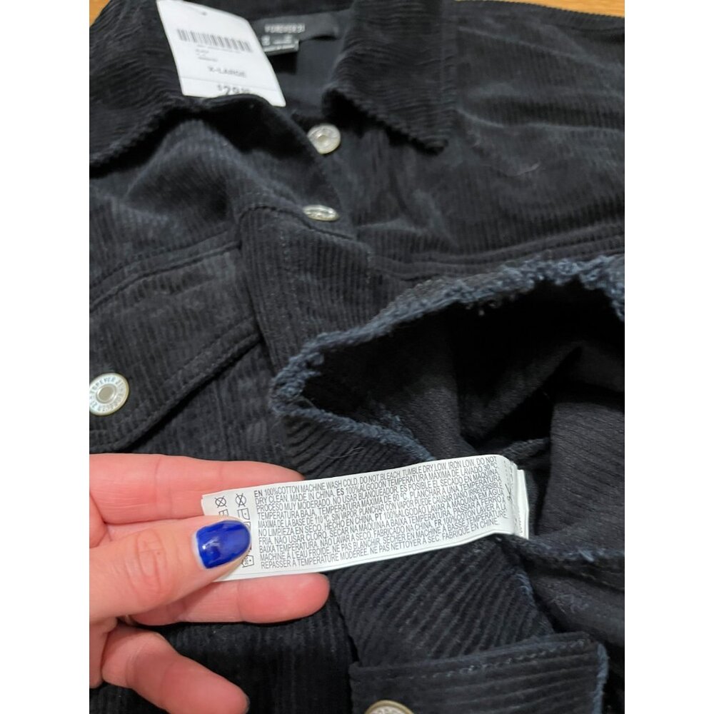 Forever 21 Corduroy Jacket Cropped Black Coat Women's Size XL NWT $29.99 - Picture 4 of 5